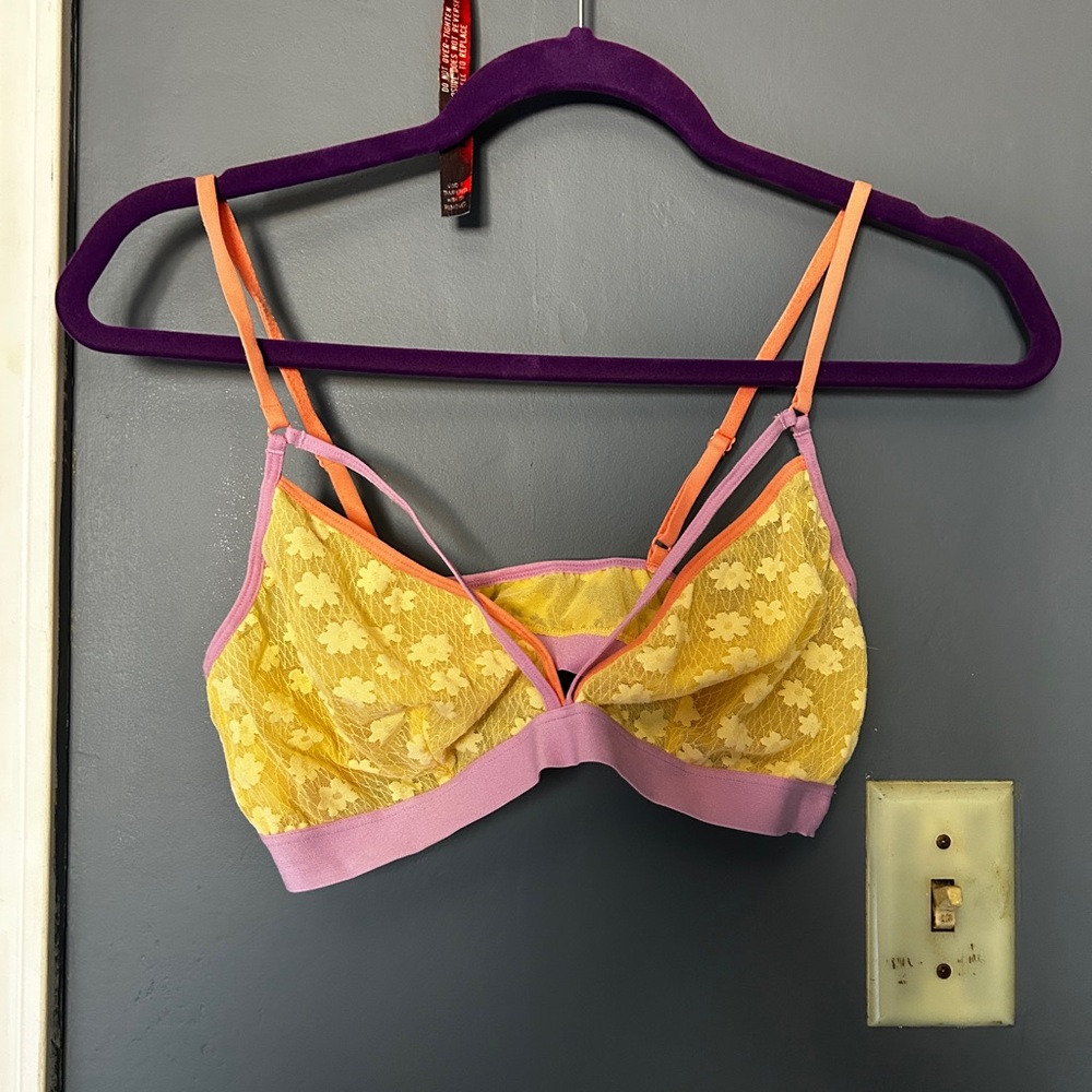 Colsie Yellow and Pink Lace Bralette